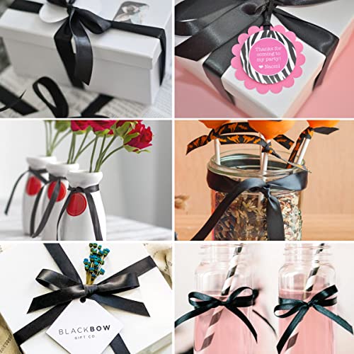 Black Ribbon 25mm, 23 Meters Solid Color Satin Gift Ribbon for Crafting Gift Wrapping, Balloons, Hair Bows Making, Sewing - Image 4