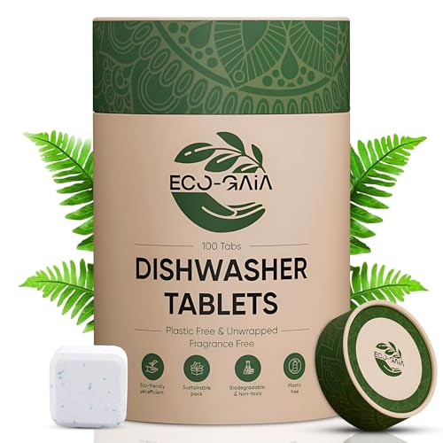 Dishwashing Detergent Tablets | All-in-one Formula Plastic Free Dishwasher Detergent pods | 100 Tabs (4 Month Supply) | Non plastic - Non wrapped - Eco Friendly Tablets