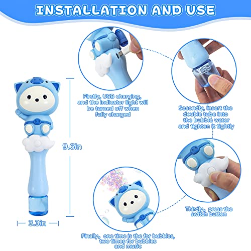 Nunube Toy Automatic Bubble Wand For Kids Light And Music Bubble Machine Elecric Bubble Maker Boys Girls Bubbles Toys Toddlers For Birthday Outdoor Wedding Party (Blue) #TOP4