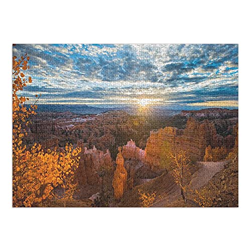 Sunset Point at Sunrise, Bryce Canyon National Park, Utah (19x28.5 inches, Premium 1000 Piece Challenging Jigsaw Puzzle for Adults and Family, Made in USA)
