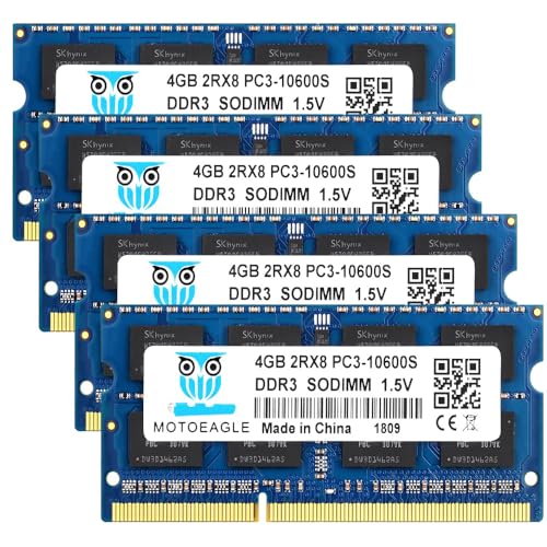 Image of 16GB 4 x 4 GB DDR3 1333MHz Kit PC3-10600S 2Rx8 PC3 10600 SODIMM 204 Pin 1.5V Laptop Memory HYNIX IC