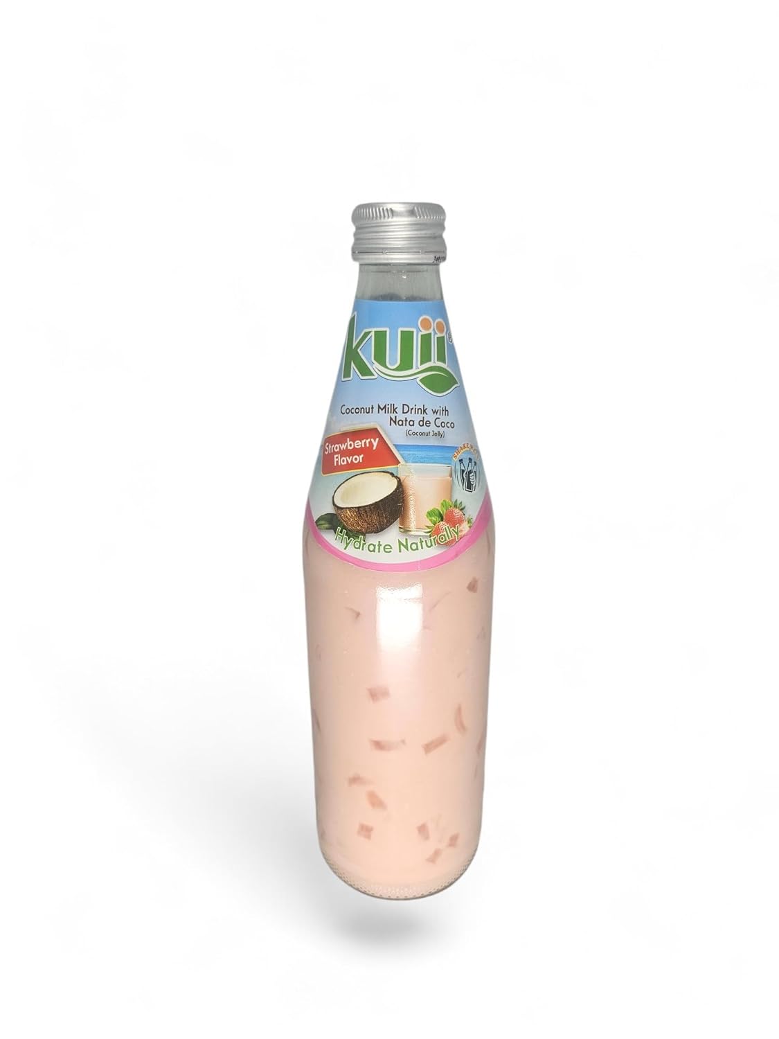 Kuii Premium Coconut Milk Drink With Nata de Coco Strawberry Flavor 12 Case Pack 485 Ml-16.3 Oz