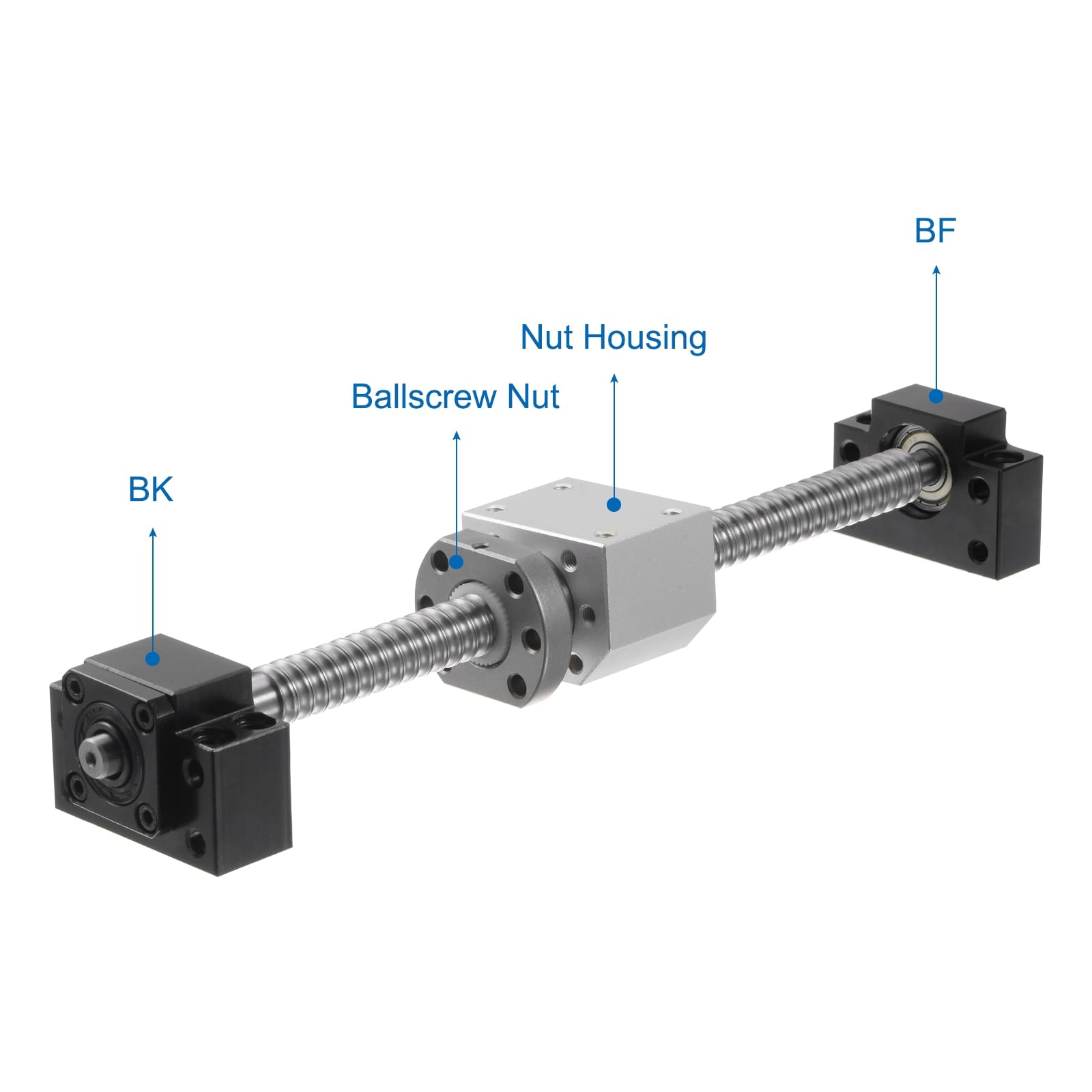 uxcell Vis à billes à mouvement linéaire SFU1605 (diamètre 16 mm, pas 5 mm, longueur 150 mm) Kit de vis à billes anti-retour avec écrou à billes en métal pour pièces de machine CNC