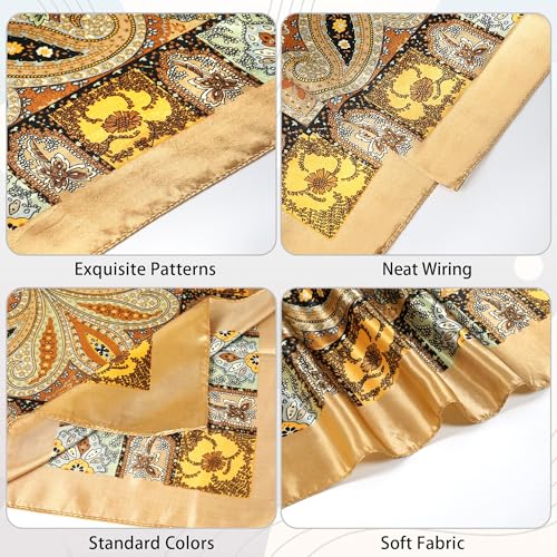 CICOCI 3PCS Head Scarf For Women 35" Satin Large Square Women Bandana Headband With Neacklace Set2