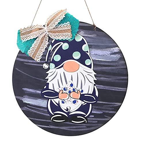 Alnicov Gnome Door Hanger Front Door Welcome Wood Sign for Farmhouse Porch Welcome Sign Front Door Decoration(Dwarf style)