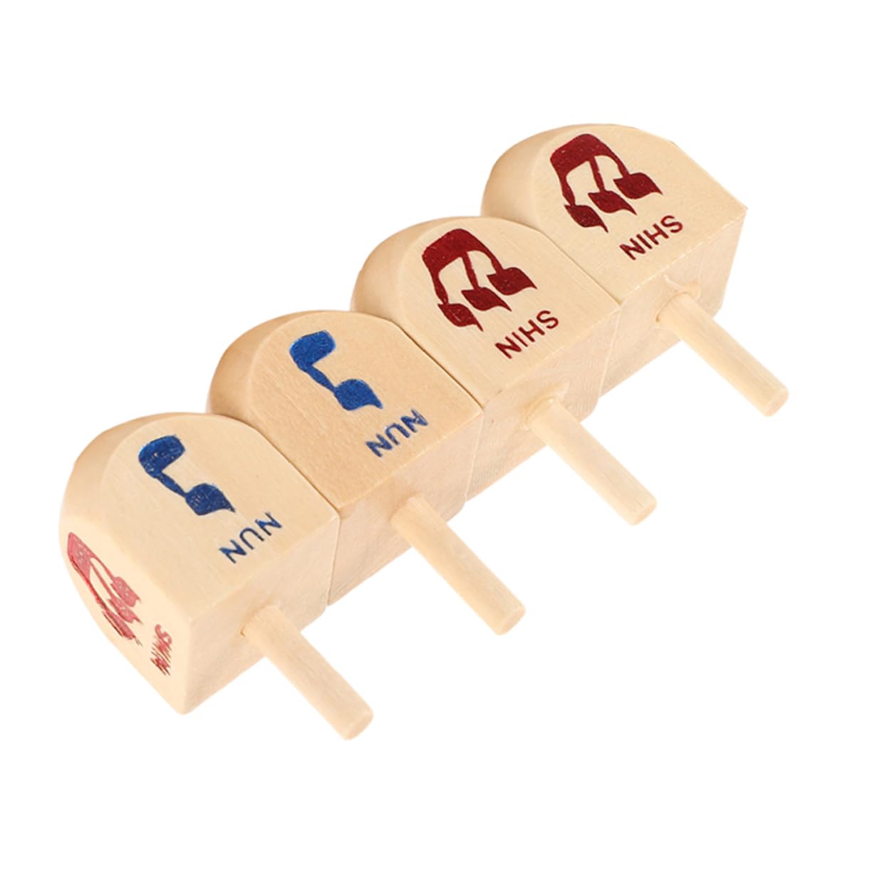 KOMBIUDA 4pcs Hanukkah Dreidel Game Wooden Chanukah Dreidel Spinning Tops Hanukkah Party Games Hanukkah Decorations