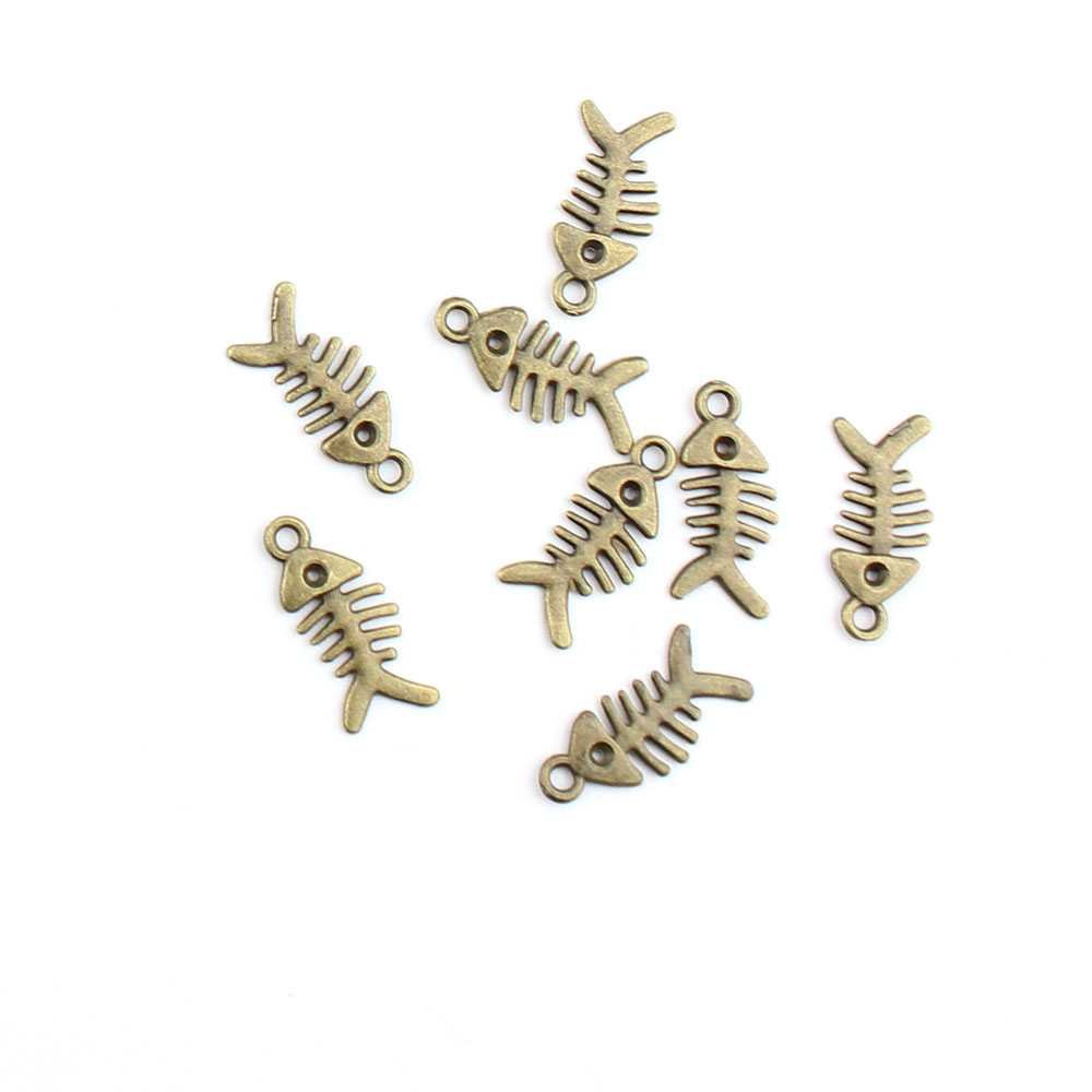 Pendentif Breloque En Forme D'arête De Poisson En Alliage - Déco Sac à Main, Bijou Tendance | Cadeau Original Et Léger