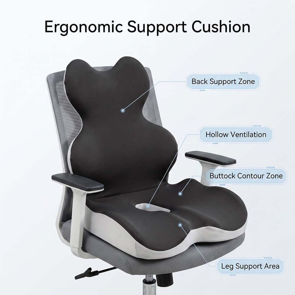 Cuscino in memory foam con supporto per la schiena, cuscino per coccige per dolore al coccige, sciatica, coccige, supporto lombare e lombare, per ufficio, auto, sedie da gioco e sala da pranzo