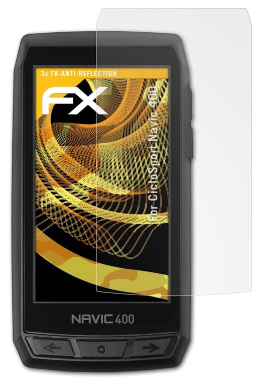 atFoliX Screen Protector compatible with CicloSport Navic 400 Screen Protection Film, anti-reflective and shock-absorbing FX Protector Film (3X)