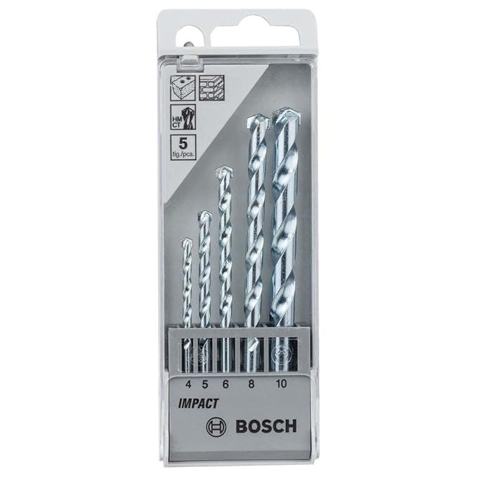 Bosch 2608590090 Masonry Drill Bit Set (5Pieces), Alloy Steel