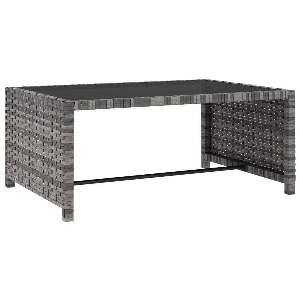 Hamacas de jardín con mesa de polirratán gris, respaldo ajustable, conjunto modular de muebles de jardín para terraza y exterior