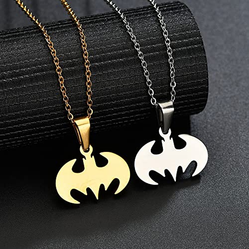 Bat Necklace for Men Women Stainless Steel Gold Silver Lightweight Fashion Goth Cool Hippie Bat Pendant Necklace Jewelry Gift4