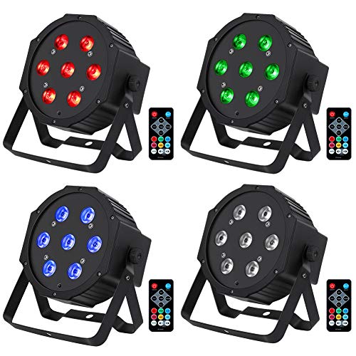 Led Par Lights, Stage Lights 4 Packge 7LEDs x10W 4 IN 1 Stage