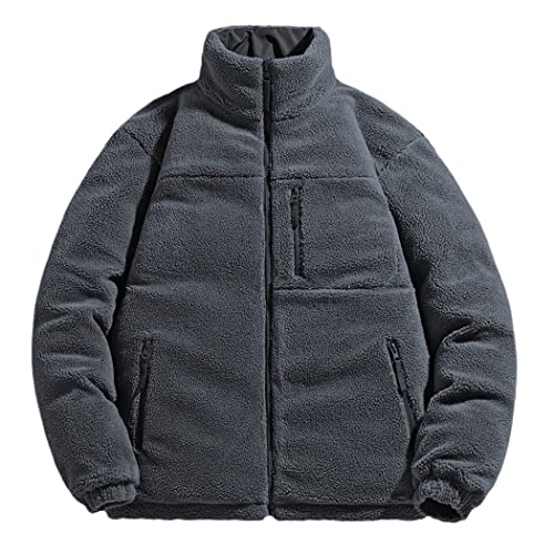 Manteau coréen double face épais veste homme gris foncé contre le gel