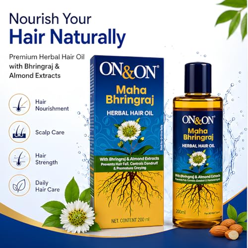 Image of Maha Bhringraj Herbal Hair Oil - Nourishing & Strengthening Hair (Pack of 1, 200ml)