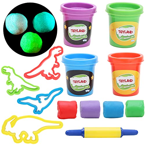 Toyland® Glow In The Dark Dinosaur Dough Set - Creative Toys - Dinosaur Toys - Age 3+, Small