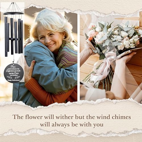 Retirement Gift for Woman Men, 32" Wind Chimes Retirement Gifts, Happy Retirement Gifts for Coworker Colleague Boss Teachers Nurses Friends, Going Away Gifts Retirement Decorations (Black) by NETAEX - Used condition - US$30.40