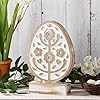Easter decorations antique distressed wooden easter eggs shaped tabletop centerpiece rustic carved eggs with flowers wood tiered tray easter decor for table home farmhouse easter gifts  urban country home decor