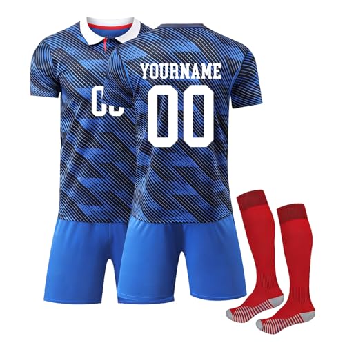 Maillot Coupe du Monde 2026 France Maillot de Foot Personnalisé Enfant et Adultes avec Nom Numéro de Equipe Ensemble Garçon Homme Vêtements de Football Tee Shirt...