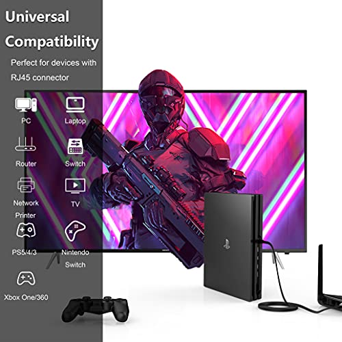 Cat 7 Ethernet Cable 100 Ft High Speed 10Gbps 600Mhz, Shielded Long Ethernet Cord, Lan Cable With Rj45, Flat Internet Network Patch Cord, Fast Lan Wire For Gaming, Ps5/4/3, Xbox, Modem, Router #TOP4