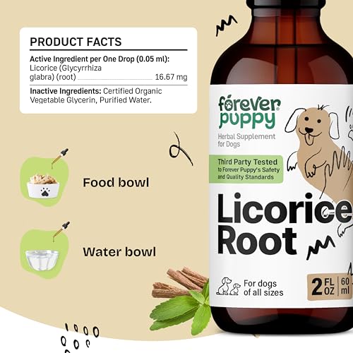 Image of Forever Puppy Licorice Root Tincture for Dogs - Respiratory Health Supplements - Liquid Licorice Root for Dogs - Canine Vitamins and Supplements for Lung Detox & Cleanse - Sugar & Alcohol-Free - 2 oz