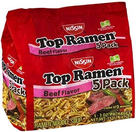 Top Ramen Beef Flavor Noodle Soup - 5 Pack