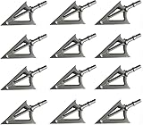 JIANZD Archery Broadheads 125 Grain Fixed Blades Stainless Steel Hunting Broadheads for Crossbow Recurve Bow and Compound Bow 12 PK