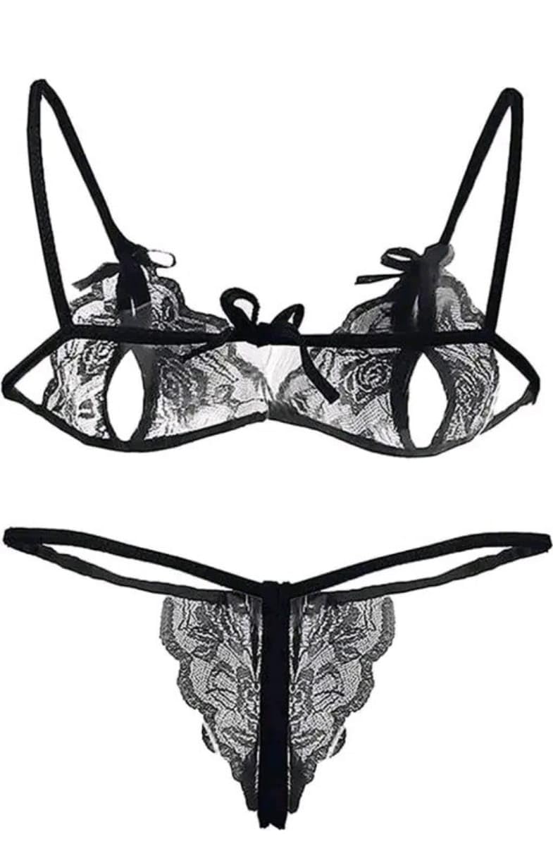 fabricsout Women’s Lace Lingerie Set – Elegant Sheer Bra & Matching Panty Set with Adjustable Straps, Soft Floral Design, Comfortable & Stylish Nightwear-picture-16