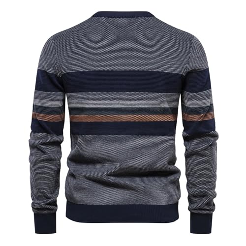 Men's Slim Fit Lightweight Sweater Crewneck Long Sleeve Striped Knit Pullover Color Block Business Casual Pullover Tops3