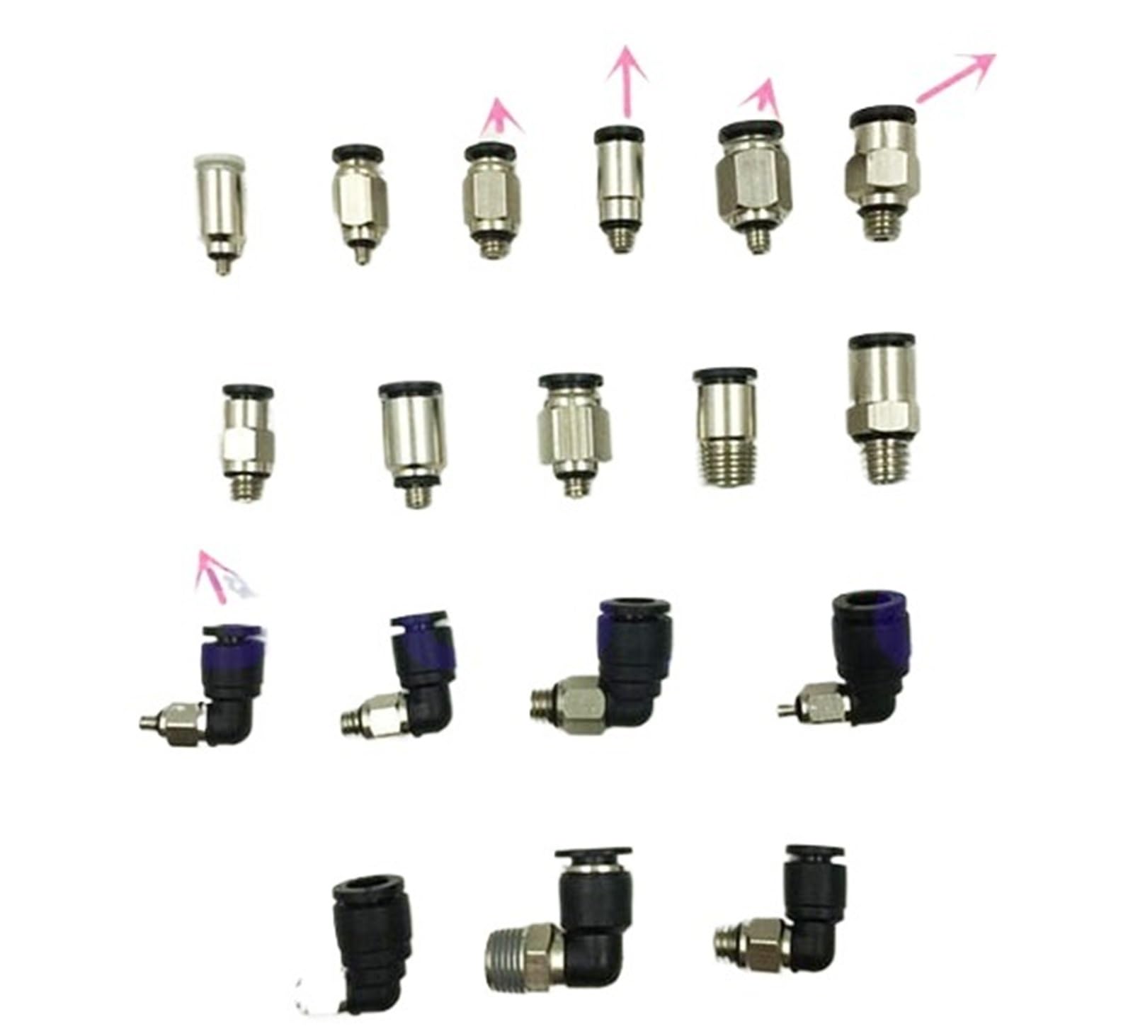 10pcs a lot Mini Type Fittings PC-C POC-C PL-C SL 4mm 6mm 5mm M3 M5 M6 M8 1/8 BSP Pneumatic Valve Micro Connector(6mm,M8)
