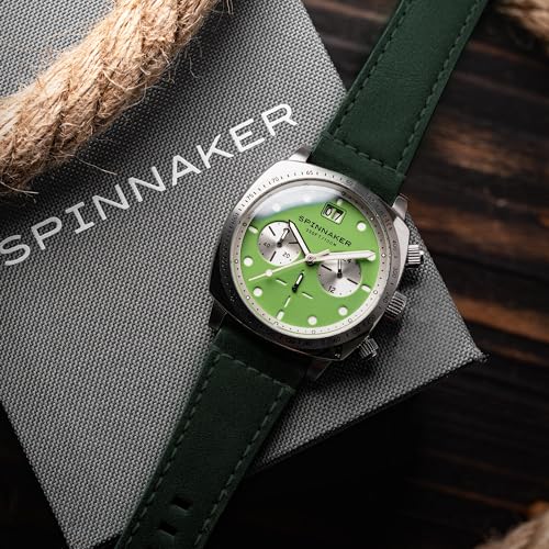 Image of Spinnaker Hull Men's Chronograph Watch - Meca-Quartz Movement, Stainless Steel Cushion Case, Leather Strap, Water Resistant 100m, SP-5068