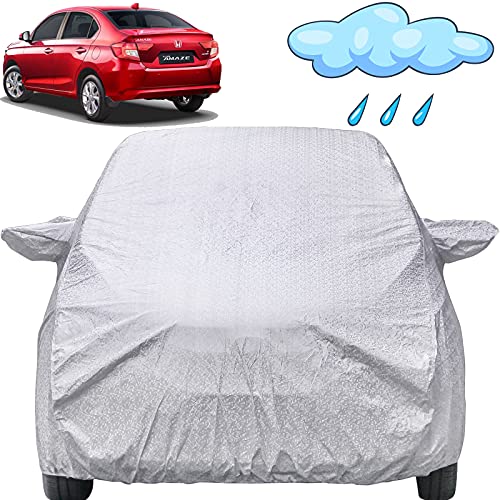Image of Amaze Waterproof Car Cover with Mirror Pockets, Shinning Silver Design, Non Woven Fabric,Triple Stitched, Compatible with Honda Amaze Car Cover (2018 to 2024), Car Accessories