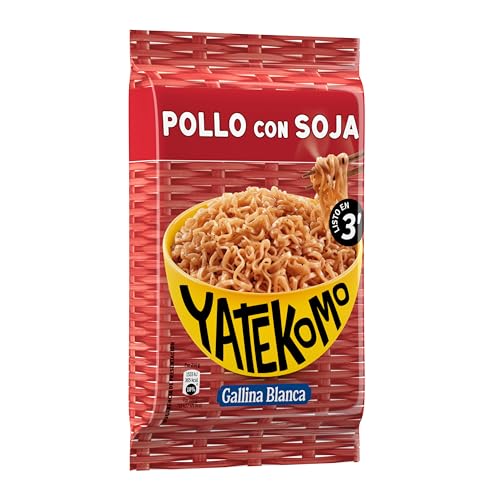 GALLINA BLANCA Fideos Orientales YATEKOMO de Pollo con Soja | Preparado de Noodles Orientales con Aderezo de Pollo y Soja. Fácil y Rápido de Preparar: Listo en 3 Minutos - Sobre de 79g, 1 ración