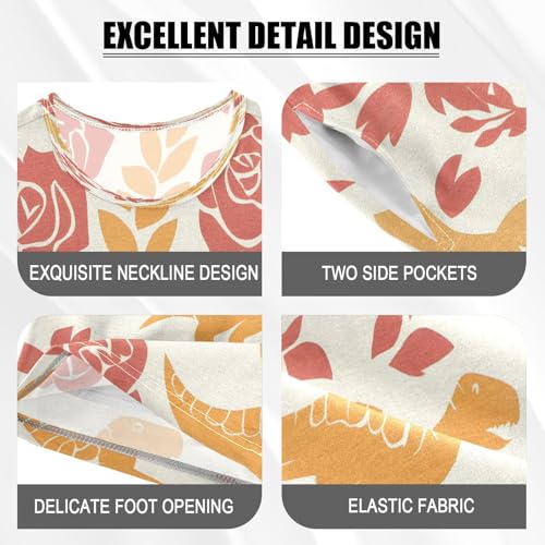 senya Short Sleeve Pajamas Sets Summer Cotton Sleepwear Colorful Dino Rose4