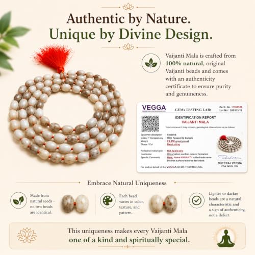 Image of Vaijanti Mala Original l Vaijayanti Mala Original | 108 Beads with Lab Test Certificate | Vyjayanthimala | Vyjayanthi Mala | Sacred Vaijanti Beads for Puja & Chanting | Baijanti Original | वैजयंती माला original 108