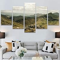 SIGNWIN 5 Panel Canvas Wall Art Modern Art Expressive Landscape Modern Mountain Top Multicolor Photography for Home Decorations Ready to Hang - 60