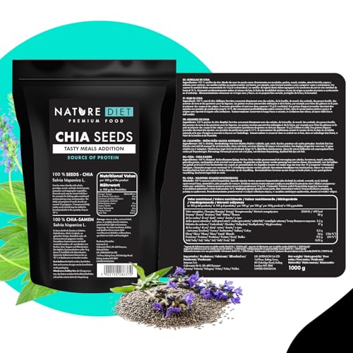 Nature Diet - Chia Samen 1000 g | Salvia Hispanica | Reich an Omega-3 | Quelle von Ballaststoffen