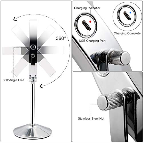 Micacorn Makeup Mirror Double-Sided 1X 7X Magnified Vanity Mirror with LED Light USB Rechargeable Touch Screen 3 Colors Brightness Adjustable 360° Rotation for Dressing Table, Bathroom, Bedroom - Image 4