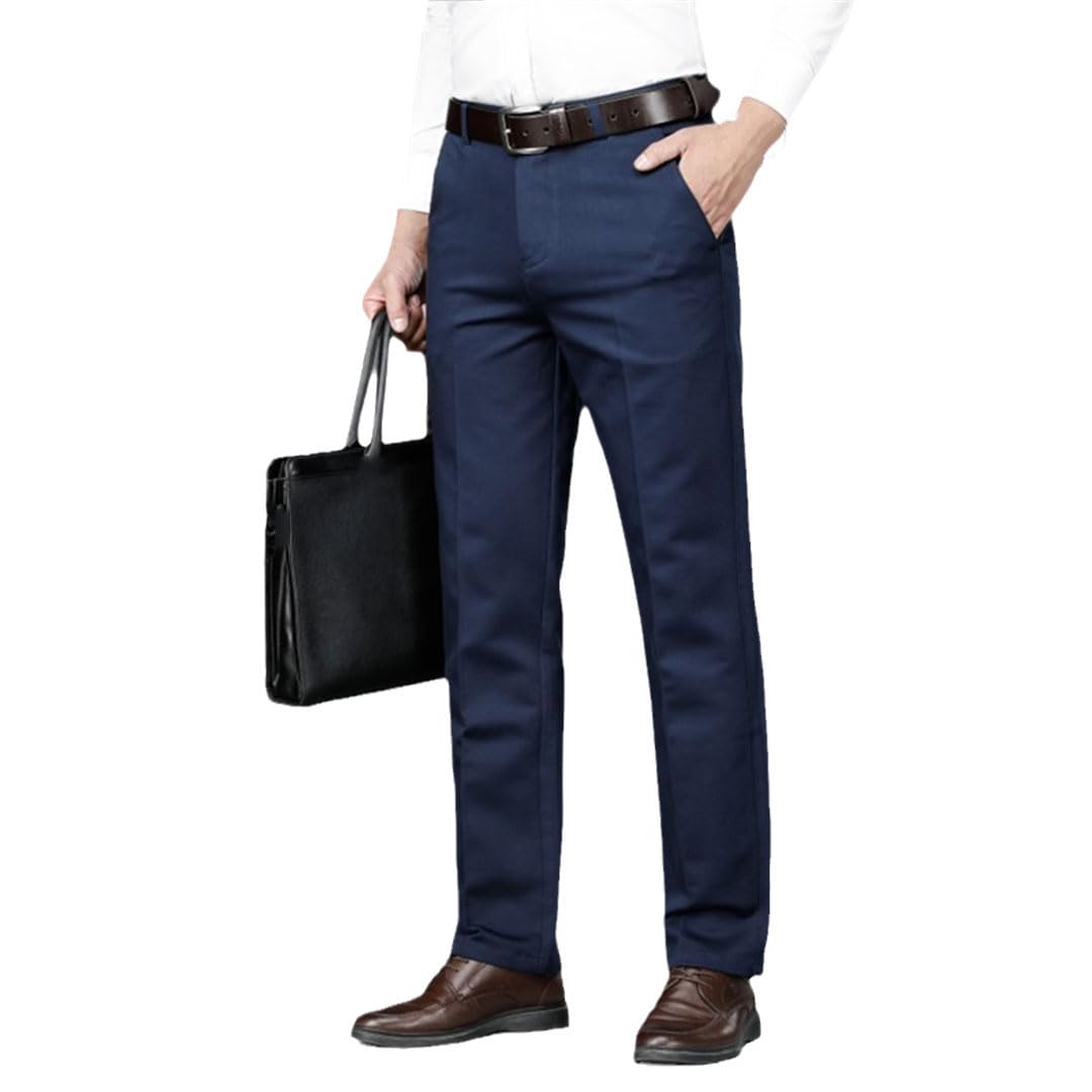 Vogrtcc Pantaloni da Uomo d'Affari Elastici Casual Dritti Taglie Forti