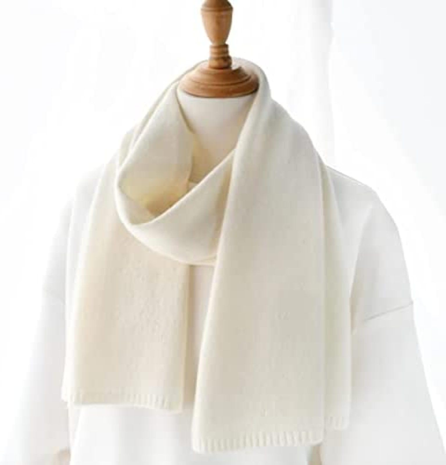 Schals Für Damen, Weiße Schals, Damen-Winter-Strickschal, Dünn, Warm, Kurze Schals, Einfarbig,Weiss,Erwachsene 152CM,YUYANAIAI