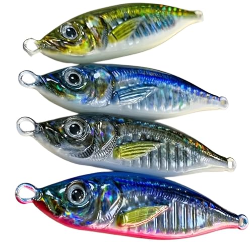 SESHIS メタルジグ 4個セット 3Dプリンタ ショアジギング ジグ 釣り道具 魚 釣り具 ルアー 爆釣 アウトドア 餌 サカナ 海釣り セット 80g