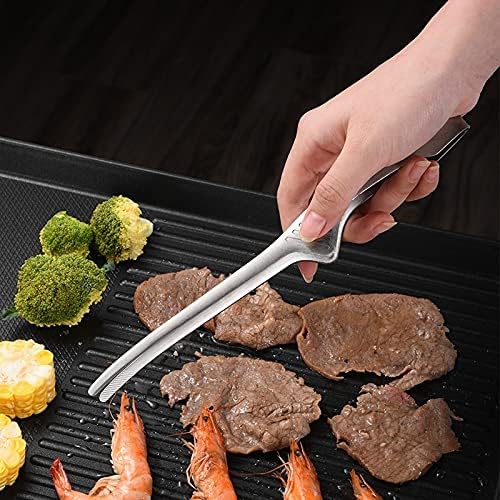 Cooking Tongs BBQ Food Barbecue Clips Stainless Steel Grill Cooking Chief Tong Kitchen Bread Baking Outdoor(03roundm)