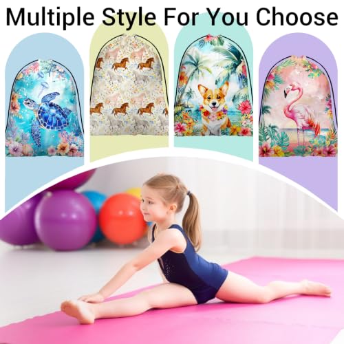Image of Horse Floral Storage Bag with Drawstring Waterproof Pouch for Camping Travel Shoes