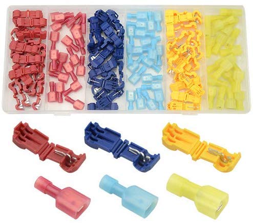 HOMEMAXS 65pcs Quick Splice Wire Connectors Assortment Solderless Electrical Crimp Terminals T Tap Quick Disconnect Insulated Wire Connectors Automot