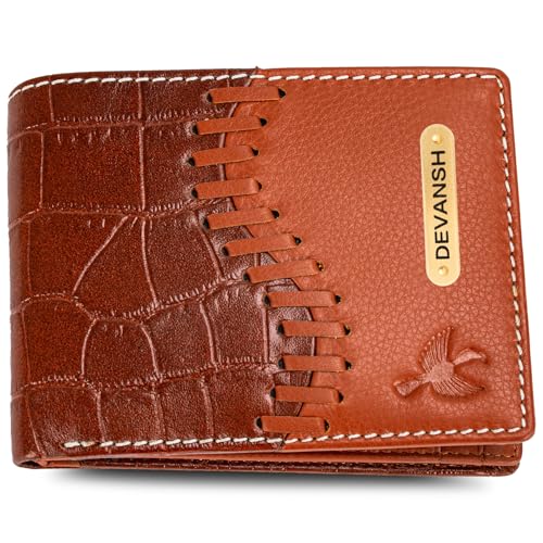 Image of HORNBULL Men's Personalized Wallet I Customized Slim Stylish Leather Purse with Name I Unique Birthday Gift for Men Boy Love Husband (Rust Dark)