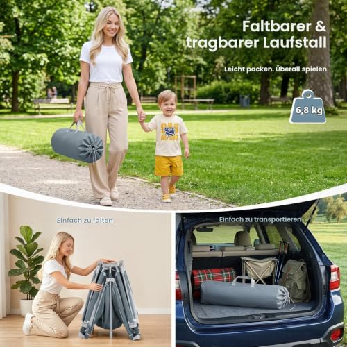 Dripex Faltbar Laufstall Baby mit Matratze,Laufgitter Für Baby und Toddlers – Ansicht 3