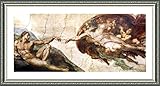 Alonline Art - The Creation of Adam by Michelangelo | Silver Framed Picture Printed on 100% Cotton Canvas, Attached to The Foam Board | Ready to Hang Frame | 30'x15' | Wall Art Home Decor Artwork