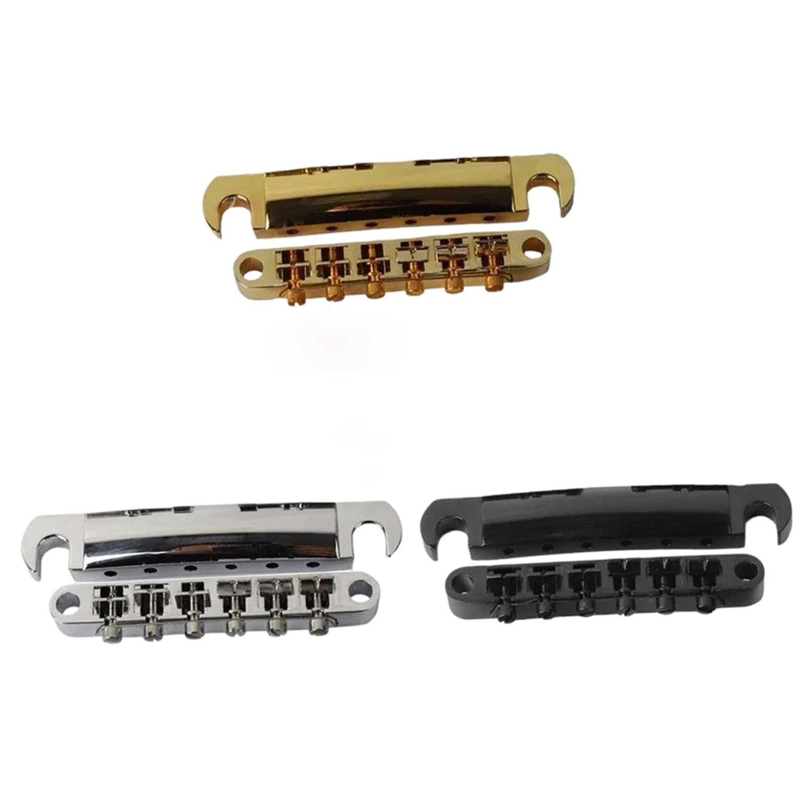 Mostek Gitarowy 1 Zestaw 6 Strun Mostka Do Gitary Elektrycznej I Strunociągu Ze Słupkami Części Zamienne Do Płyt LP(Golden)