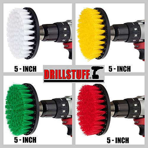 Image of Cleaning Supplies - Drill Brush Power Scrubber Multi Use Kit - Tile Grout Cleaner Tool - Deck Brush - Bathtub, Window, Carpet, Shower Cleaner Attachments for Drill - Clean Mineral Deposits & Soap Scum
