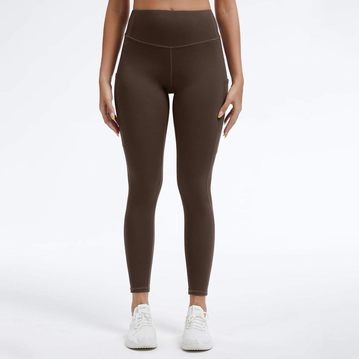 High Waisted Full Length Leggings with Pockets for Women, Tummy Control 4-Way Stretch Moisture Wicking Yoga Leggings - Image 2